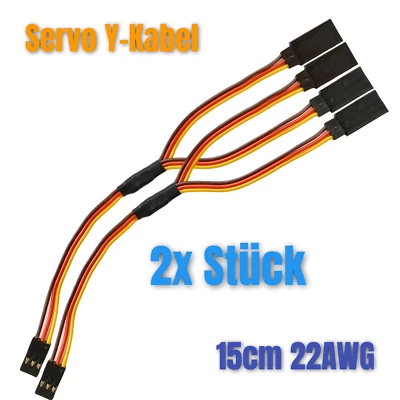 2x 15cm Servo Verlängerung Y Servokabel Y-Kabel 22AWG Verteiler für JR Graupner - Bild 1 von 4