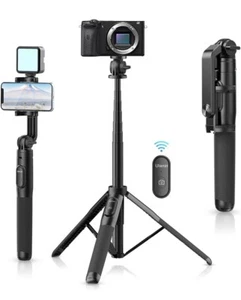 Extendable Detachable Selfie Stick 64” Tripod w/Remote Travel Selfies Video Vlog - Picture 1 of 9