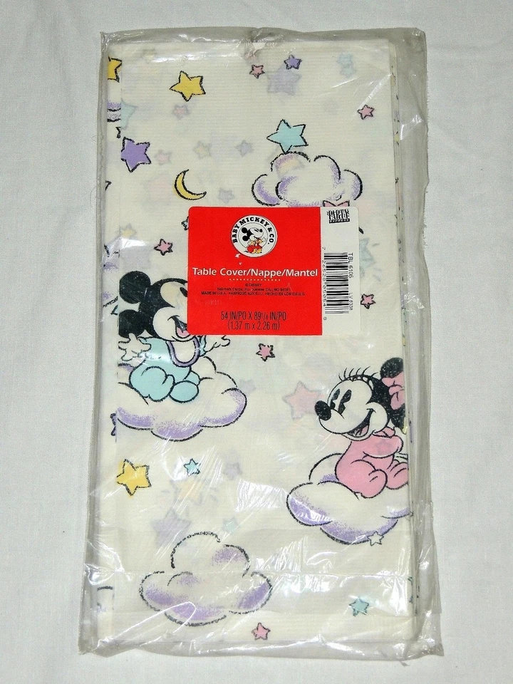DE COLECCIÓN ~BABY MICKEY & MINNIE ~1- CUBIERTA DE MESA DE PAPEL 54" X 89 1/4" SUMINISTROS DE FIESTA Foto 1 de 1