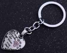 SILVER DIAMANTE KEYRING DOG CAT REMEMBRANCE FOREVER IN MY HEART PET PINK BLACK