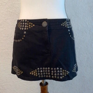 New w tags Mango (MNG) black mini skirt rocker studs Sz 6 - Picture 1 of 16