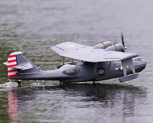 Dynam PBY Catalina V2 grigio doppio motore RC aereo galleggiante 1500 mm 59" apertura alare - Foto 1 di 15
