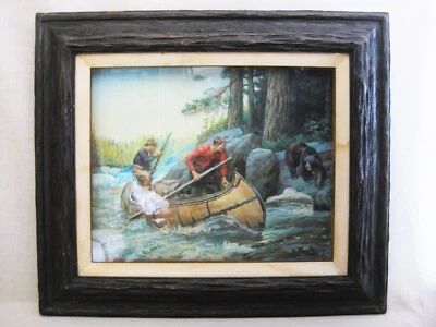 Caja de sombra retrato masculino rústico, arte de pared de pesca vintage, rústico tridimensional Foto 1 de 4