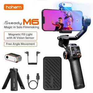 Hohem iSteady 7.0 M6 Kit BT 3 Axis Gimbal Stabilizer OLED AI Vision Fill Lights - Picture 1 of 12