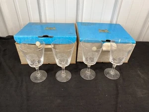 NEW Coat-Of-Arms Lead Crystal Goblets RODGERS 6-3/4" Tall Sanson Set of 4 - Picture 1 of 7