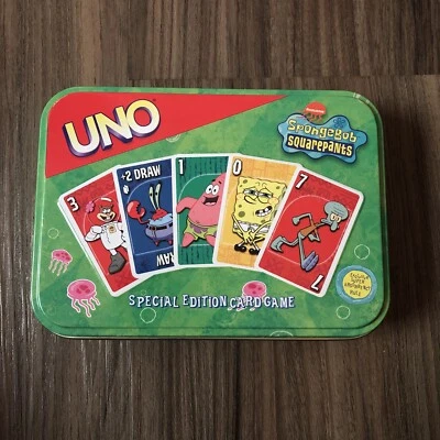 Vintage 2002 UNO SpongeBob SquarePants Card Game Tin - No Instructions - Image 1 of 3