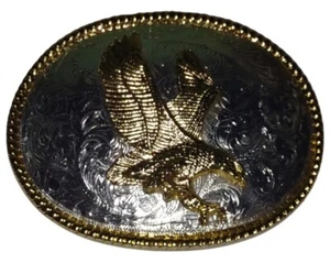 Flying eagle silver brass tone Belt Buckle Large USA made Western Cowboy Native - Picture 1 of 8