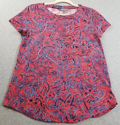 daisy fuentes T Shirt Women’s Medium M Floral Paisley Short Sleeve Stretch Thin - Image 1 of 4