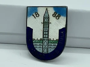 Vintage 1888 Rideau Curling Club Sterling & Enamal Pin Ottawa Ontario Canada - Picture 1 of 9