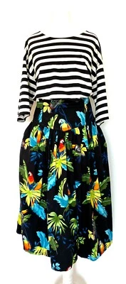 MARC JACOBS Skirt Tropical Bird Print Midi Side Pockets UK8-10/US4-6 Large Fit - Image 1 of 4