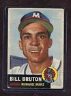 1953 Topps Baseball Card #214 Bill Bruton, Milwaukee Braves, Rookie, Good!