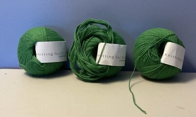 Knitting for Olive Yarn Lot of 3 Organic Cotton / Extra Fine Merino Clover Green - Image 1 of 3