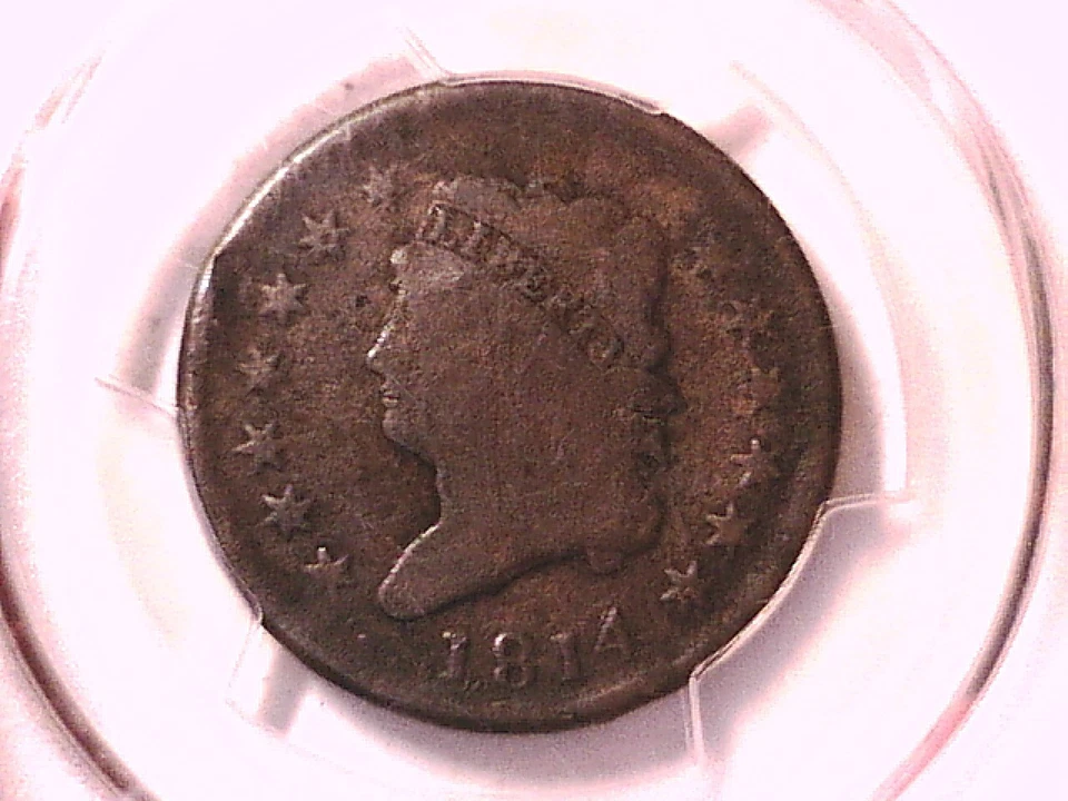 1814 Large Cent PCGS Genuine Rim Damage - VG Detail Plain 4 36012953 - Image 1 of 3