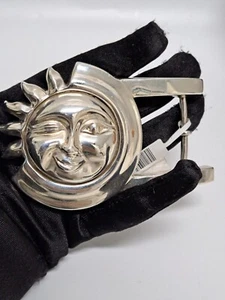 Barry Kieselstein Cord Vintage Sterling Silver Sun Face Large 4" Belt Buckle - Picture 1 of 6