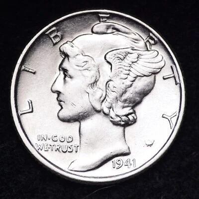 1941 Mercury Silver Dime AU FREE SHIPPING  - Image 1 of 2