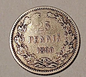 Finnland * 25 Penniä * 1890 * Silber * Zustand 0,1+ * SELTENE Münze - Bild 1 von 2
