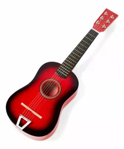 Acoustic Guitar Wood Beginner RED Small Toy Kids Gift Learning Music Instrument - Picture 1 of 3