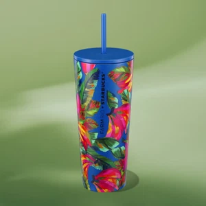 NEW STARBUCKS X FARM RIO Banana Mix Blue 24oz Cold Tumbler Limited Edition 2025 - Picture 1 of 7