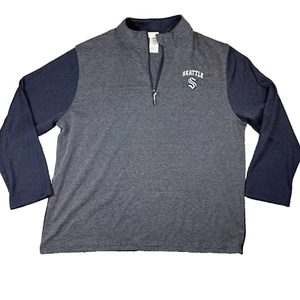 Seattle Kraken Hockey Navy Blue Men's 1/4 Zip Long Sleeve Shirt Size XXL 2XL NHL - Imagen 1 de 10