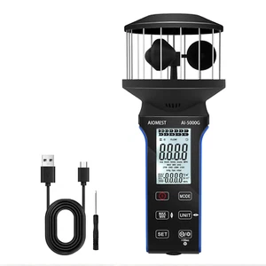 Anemometro Digitale Portatile, Misuratore Di Velocità Del Vento a 4 Tazze a 360° - Foto 1 di 12