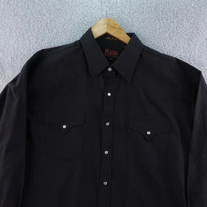 Plains Western Wear Tall Man  Mens XLT Black Pearl Snap Long Sleeve Cowboy Shirt - Picture 1 of 7