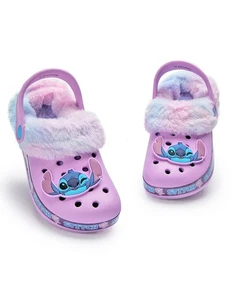 Disney Purple Stitch Fur Lined Clogs Girls - Picture 1 of 10