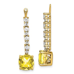 14k Yellow Gold Lab Grown Diamond & Lab Created Yellow Sapphire Earring Jackets - Picture 1 of 3