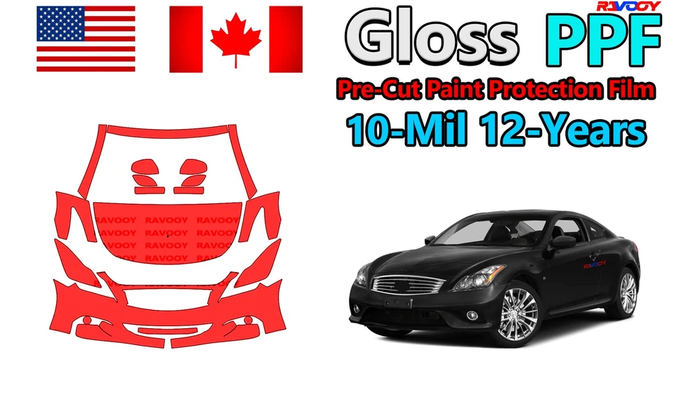Película de protección de pintura PPF precortada para INFINITI Q60 base convertible-coupe 2014-2015 Foto 1 de 4