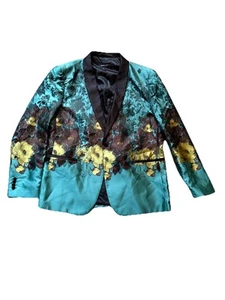 Barry Wang Men's Floral Suit Jacket Blazer One Button Size XL - Picture 1 of 9