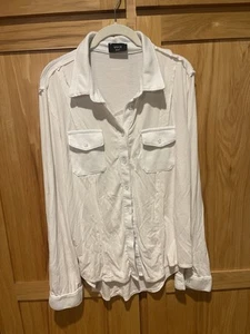 Vici weißes Hemd mit Knopfleiste Oberteil und Taschen Poly Elasthan Damen SM - Bild 1 von 4