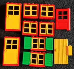 LEGO Windows Doors Red Yellow Frames Panes Shutters Panels Mixed Bundle Lot - Picture 1 of 4