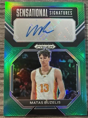 2023 Prizm Draft Picks MATAS BUZELIS Sensational Signatures Green Auto #SS-MBZ - Image 1 of 2