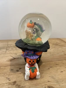 Vintage Halloween Snow Globe Witch Hat Ghost Pumpkin Jack-O'-Lantern Figurine - Picture 1 of 10