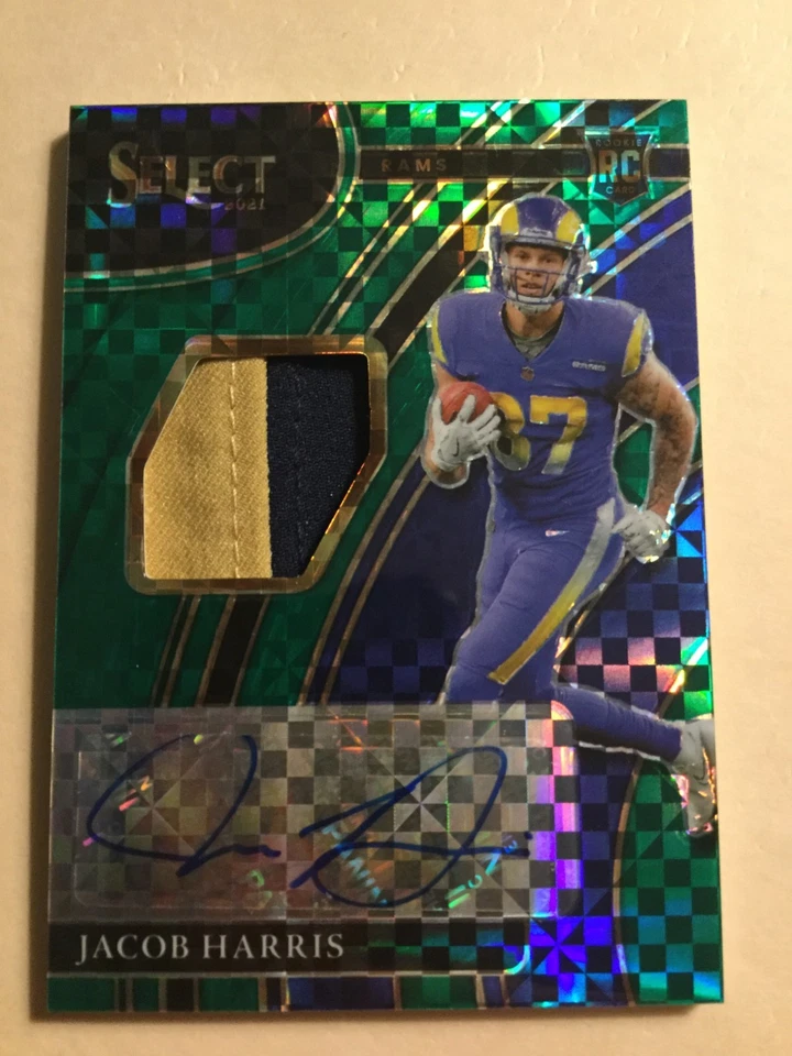 2021 Panini Select Jacob Harris Rookie Autograph Patch # 5/5 RPA Green Prizm RC - Image 1 of 3