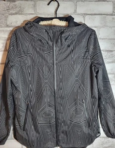 Chaqueta de Lluvia Ivy Park Talla Pequeña Cremallera Frontal Capucha 2 Bolsillos Negro Gris Diseño - Imagen 1 de 12