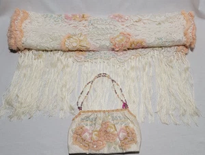 BAGTERIA HANDCRAFTED BEADED EVENING PURSE HANDBAG WITH BEADED SHAWL - Picture 1 of 18