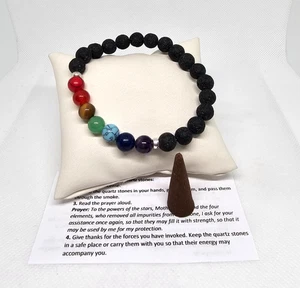 PULSERA 7 CHAKRAS TURMALINA PIEDRA  / 7 CHAKRA QUARTZ BRACELET TOURMALINE STONE - Picture 1 of 4