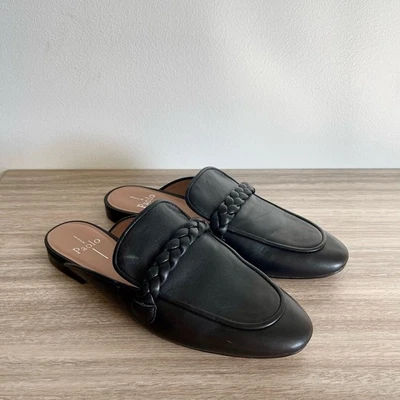 Mocasín Linea Paolo Amyx Mule para mujer 8,5 M cuero negro trenzado zapato deslizante Foto 1 de 4