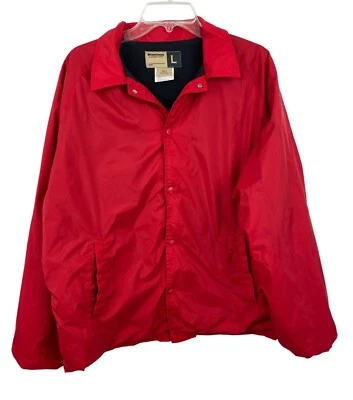 Vintage WearGuard Red Snap Lined Men's Large Button Up Windbreaker Retro Jacket - Image 1 of 4