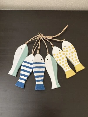 Cuerda colgante de madera para peces decoración de pared para habitación infantil náutica Foto 1 de 4