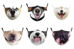 Adult Adjustable Washable Funny 3D Dog Mouth Masks Protective Cosplay Facemasks - Picture 1 of 40