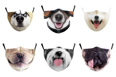 Adult Adjustable Washable Funny 3D Dog Mouth Masks Protective Cosplay Facemasks - Image 1 of 4