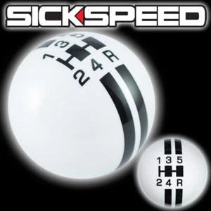 WHITE BLACK RALLY SICK STRIPE SHIFT KNOB 5 SPEED SHORT THROW SHIFTER 12X1.5 S04 - Picture 1 of 1