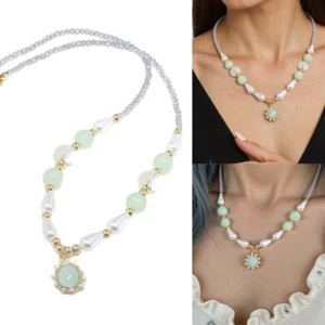 Mysterious Sea Blue Pendant Necklace Delicate Necklace Alloy Texture for Woman - Picture 1 of 10