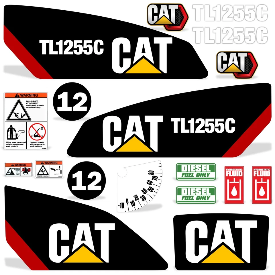 Kit de calcomanías para carretilla elevadora telescópica CAT TL1255C pegatina TL completa vinilo 7 años EE. UU. Foto 1 de 2