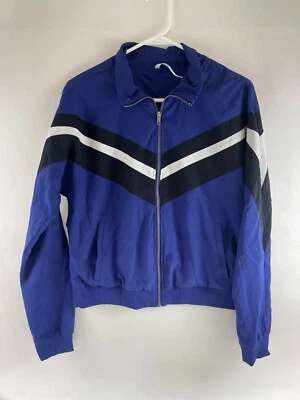 Fabletics Jacket Women's Size Large Blue White Black Full Zip Track Windbreaker - Image 1 of 4