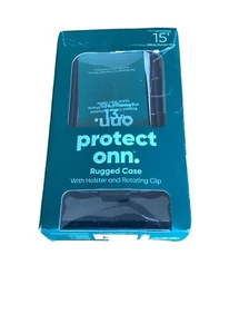 ONN Black Rugged iPhone 13 Pro 6.1" Case w/Holster & Rotating Clip - NEW - Picture 1 of 3