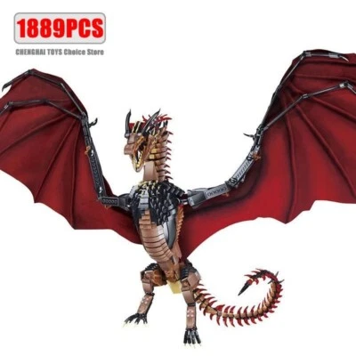 1889pcs Red Giant Dragon Mini Building Thrones Balerion Viserion Mother Bricks - Image 1 of 4