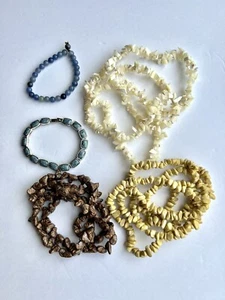 5 Piece Jewelry Lot Necklaces Bracelets 8.8oz 6-33” Real Stone Natural Materials - Picture 1 of 24