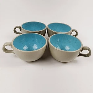 4 tazas de té Harkerware vintage azul moteado gris tazas - Imagen 1 de 6